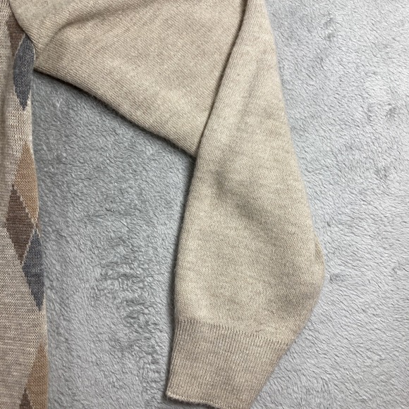 Vintage Argyle Sweater Men Large Brown Robert Bruce V Neck Preppy LS USA Made - Picture 5 of 13